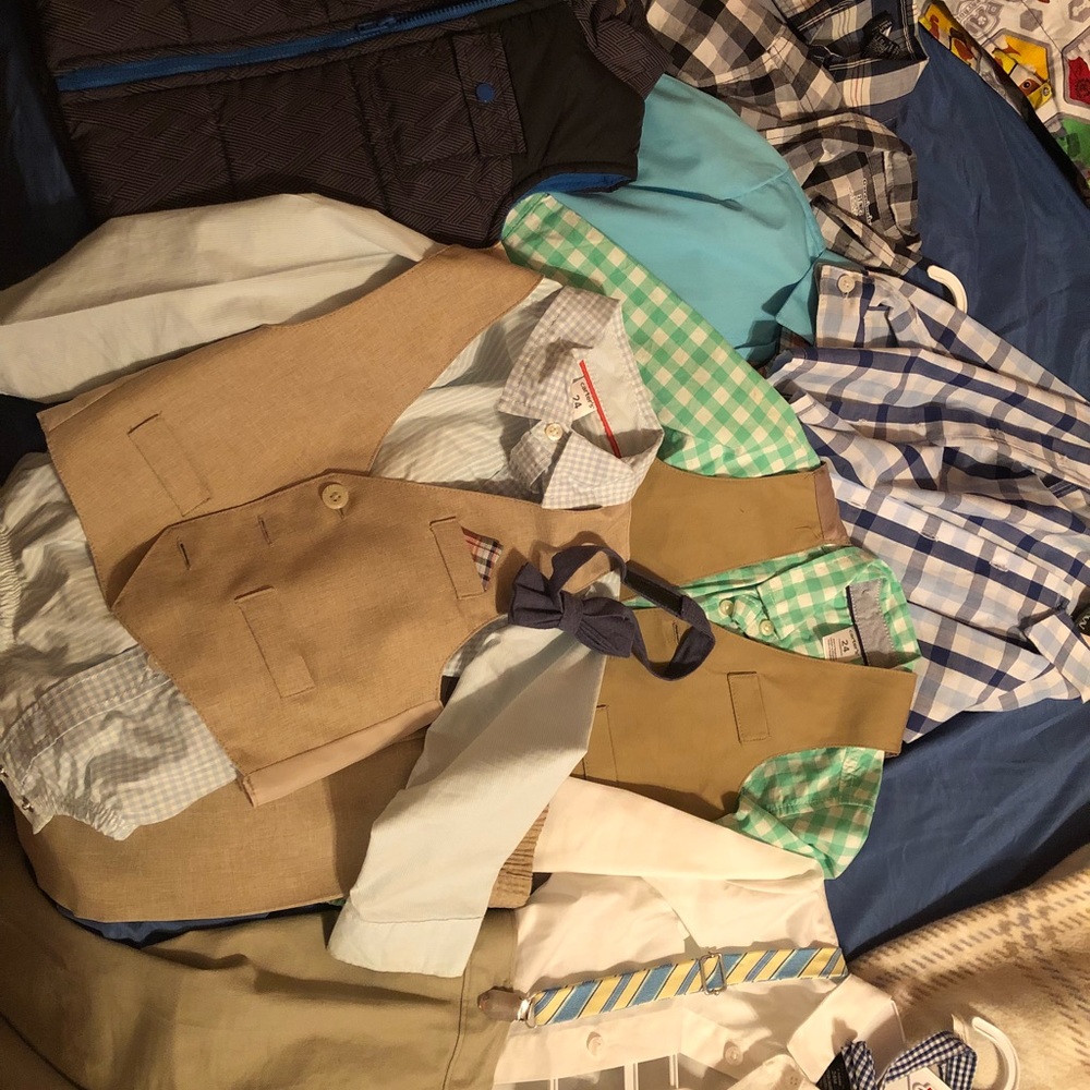 2t toddler boy button down and suit lot